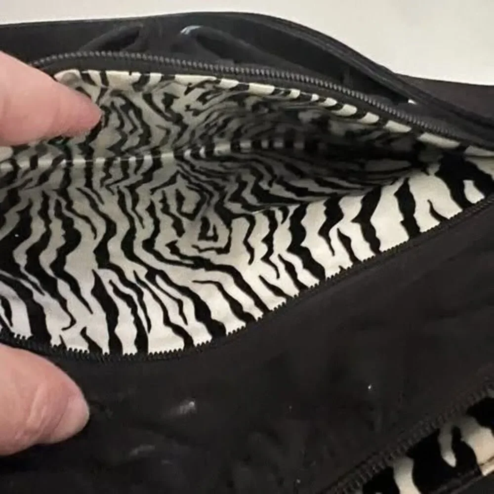 Vera Bradley Black Diaper Bag With Zebra Striped Lining